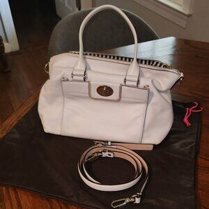 Kate Spade White Leather Top Handle Handbag with Adjustable Shoulder Strap